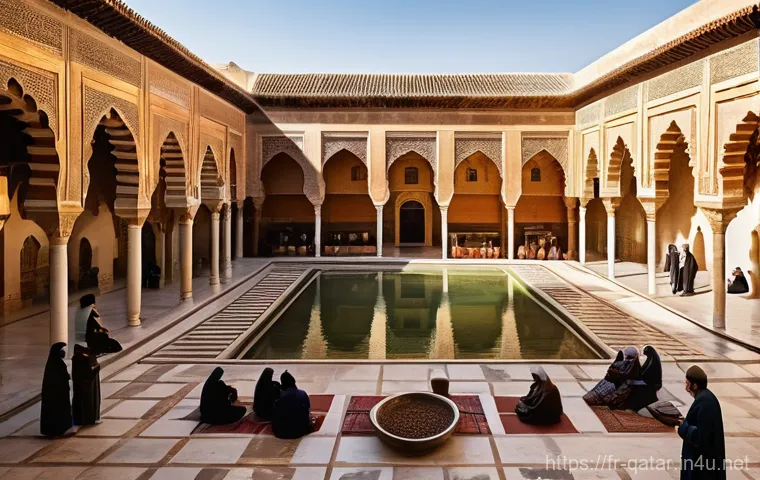 이슬람화 과정 - **A Vibrant Andalusian Scene:** A panoramic view of 10th-century Cordoba, Al-Andalus, bustling with ...