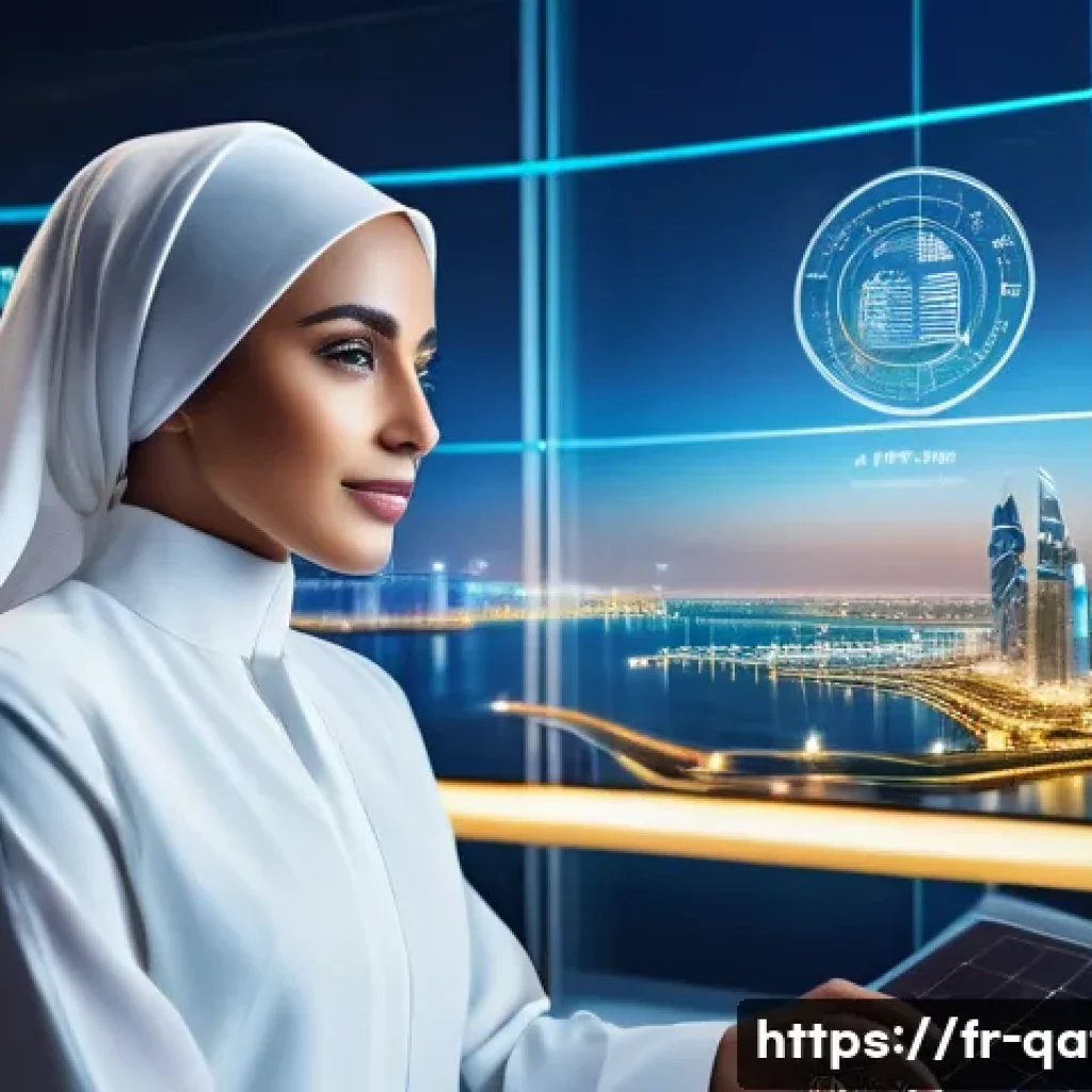 카타르 내 영향력 있는 기업가 - A modern Qatari entrepreneur in a sleek office setting, dressed in traditional white thobe and heads...