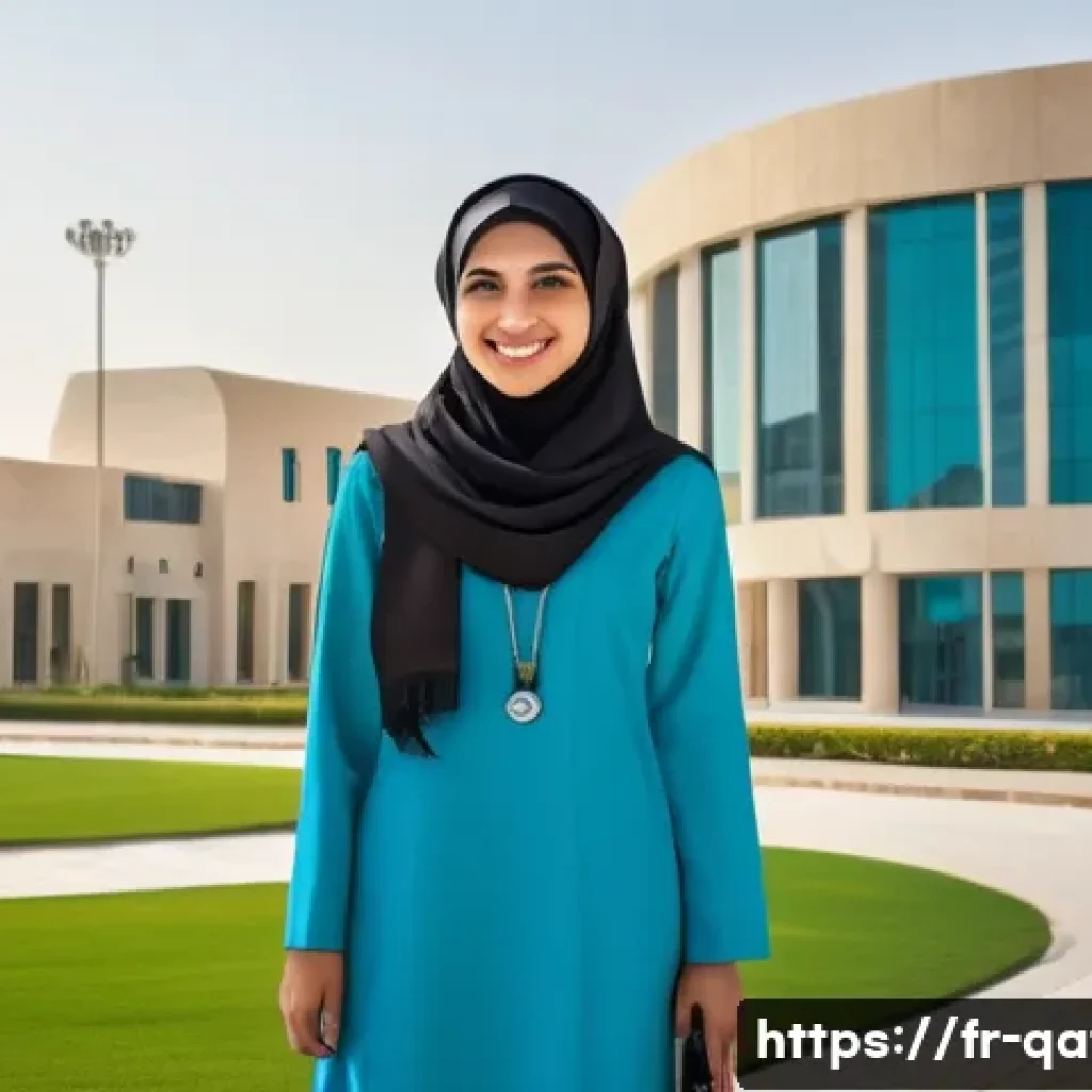 카타르 여성의 사회적 위치 - A modern university campus in Doha, Qatar, bustling with young Qatari female students wearing modest...