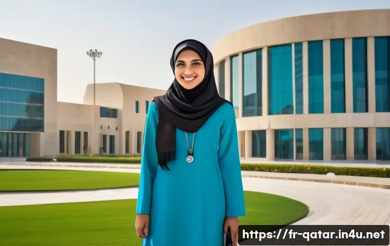 카타르 여성의 사회적 위치 - A modern university campus in Doha, Qatar, bustling with young Qatari female students wearing modest...