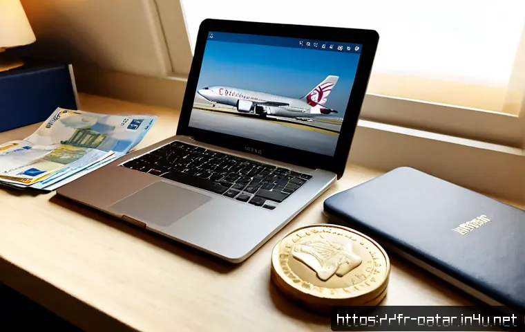 카타르 직항 항공권 가격 - Photorealistic travel planning scene for a direct flight from France to Qatar, elegant French travel...
